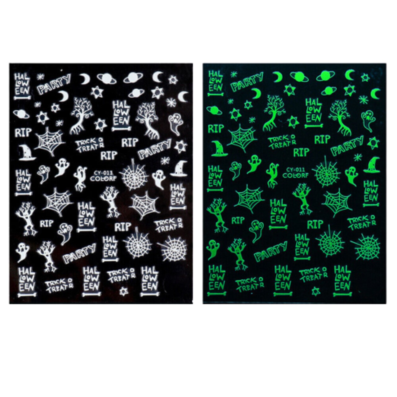 Kitcheniva Luminous 3D Nail Stickers Glow In Dark Design Decals